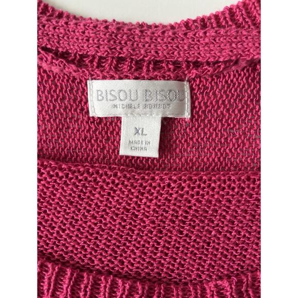Bisou Bisou Sweater Women XL Pink High Low Open Back Lightweight Casual - Picture 3 of 10
